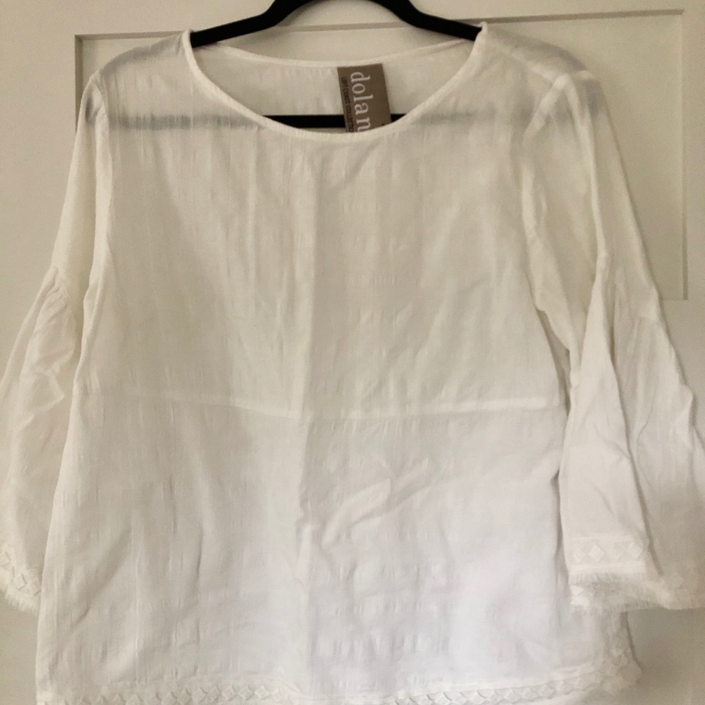 White flare sleeve Anthropologie top